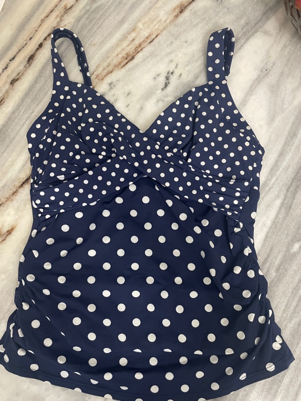 Lands End Sz 10 Underwire Polka Dot Tankini